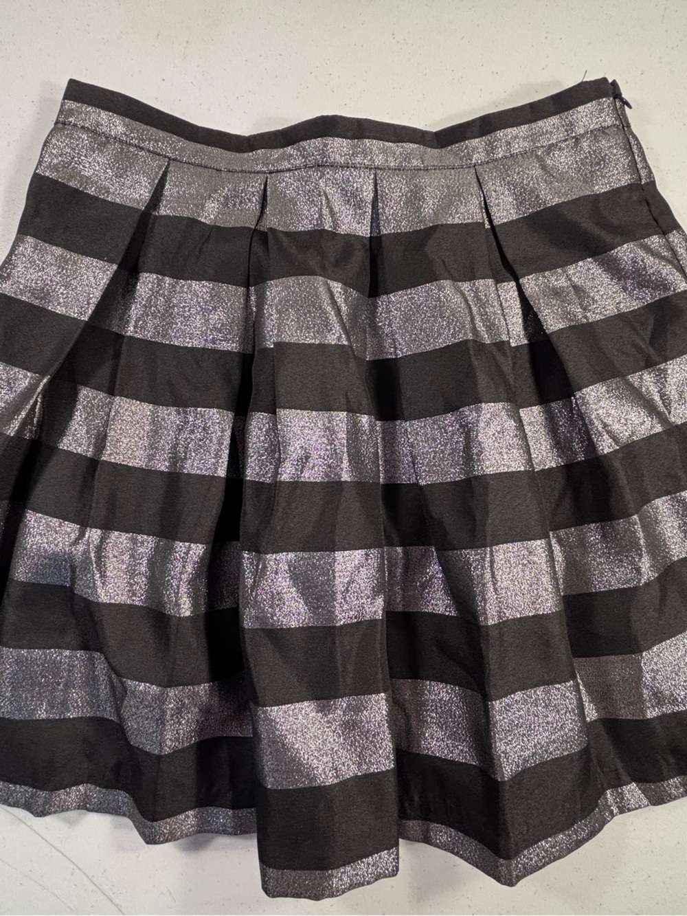 As U Wish Black and Silver Striped Circle Skirt